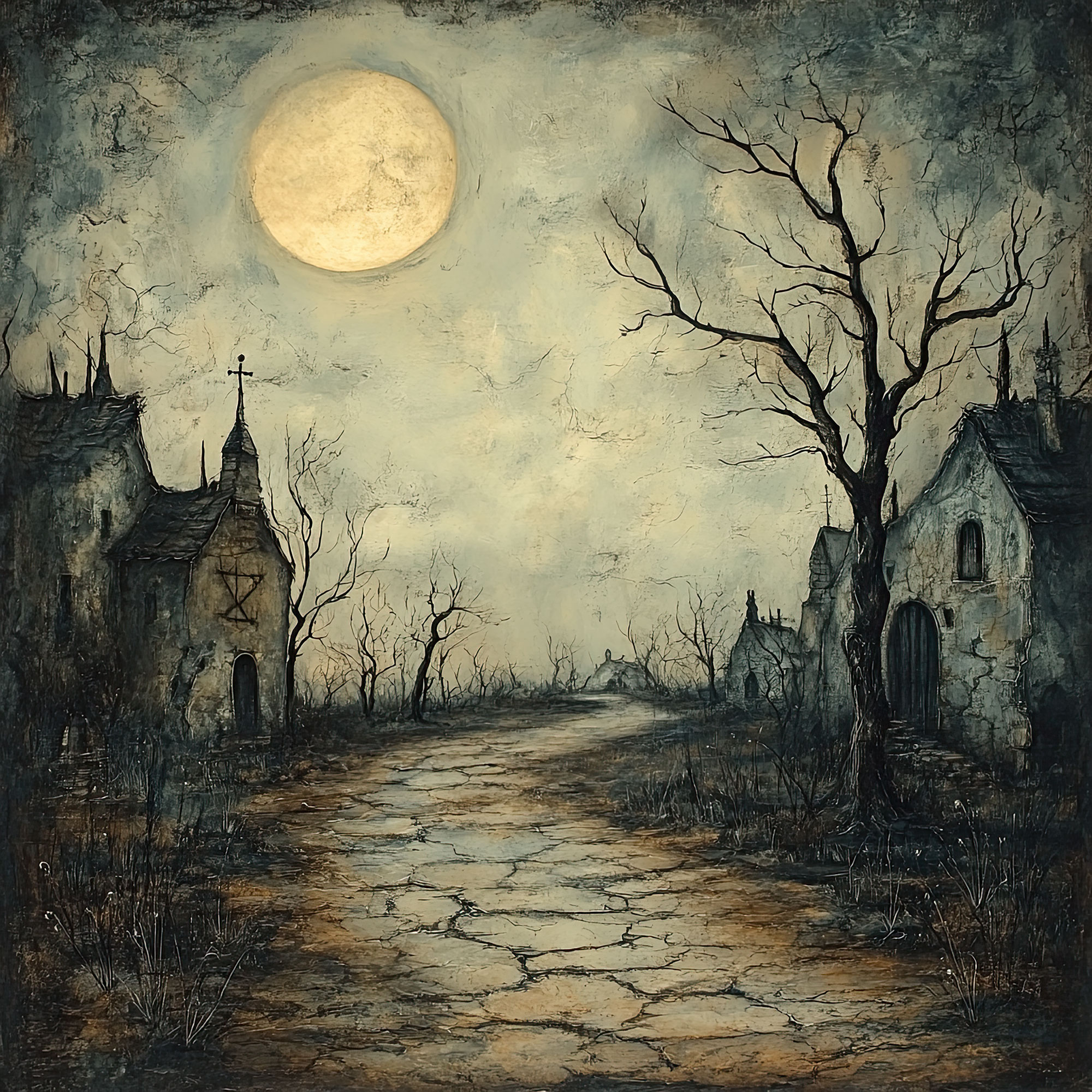 Preview for Moonlit-abandoned-village-painting-spooky-backdrop-background-cb6d9