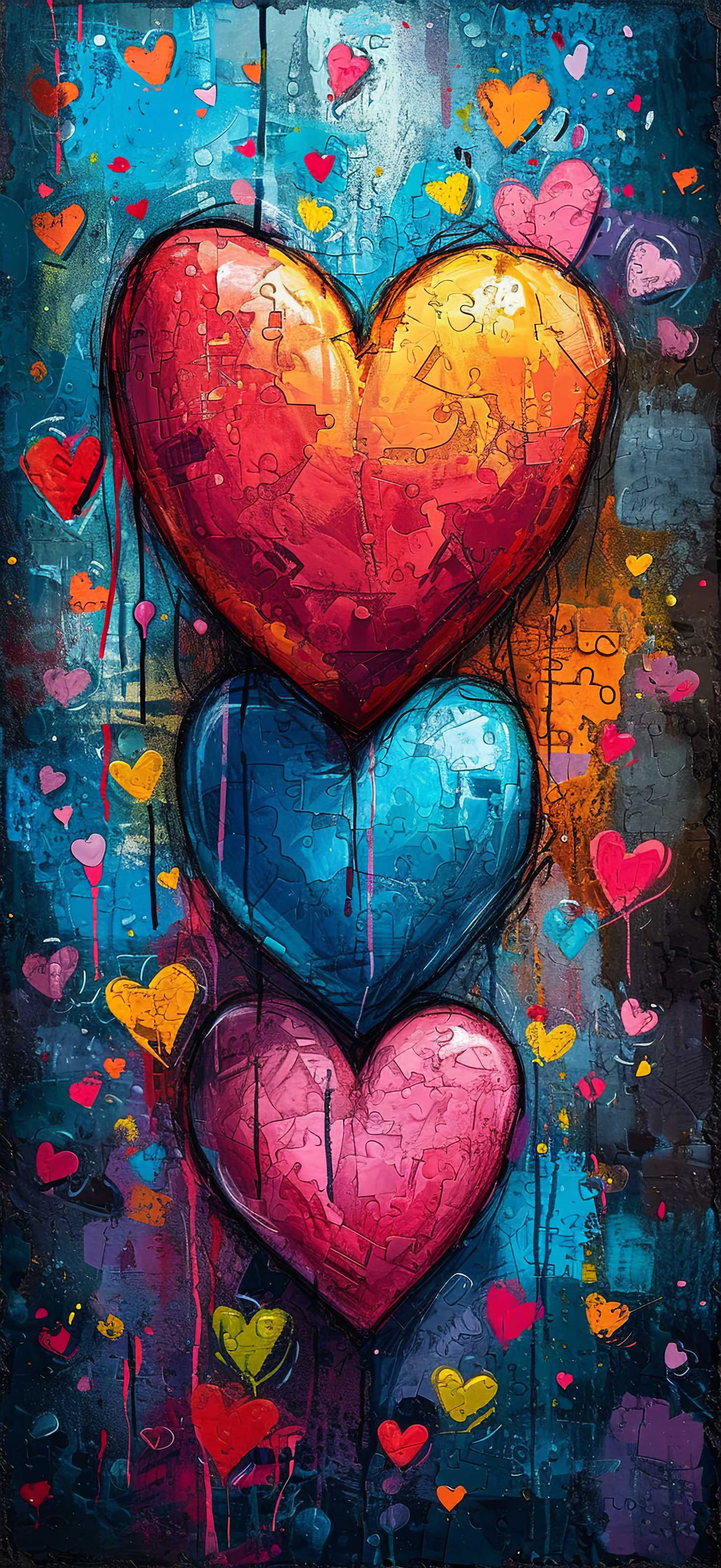 Preview for Vibrant-hearts-artwork-heart-phone-background-7b15e