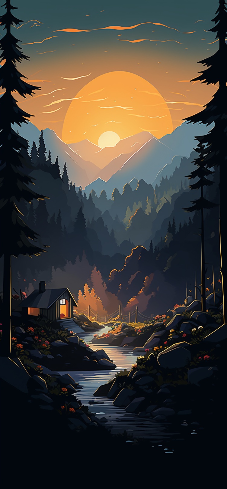 Preview for Camping Sunset Forest Background