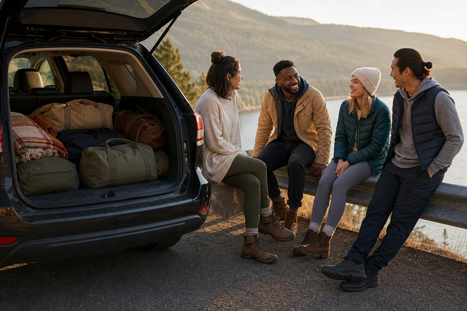 Preview for Road Trip Friends By Open Trunk Background