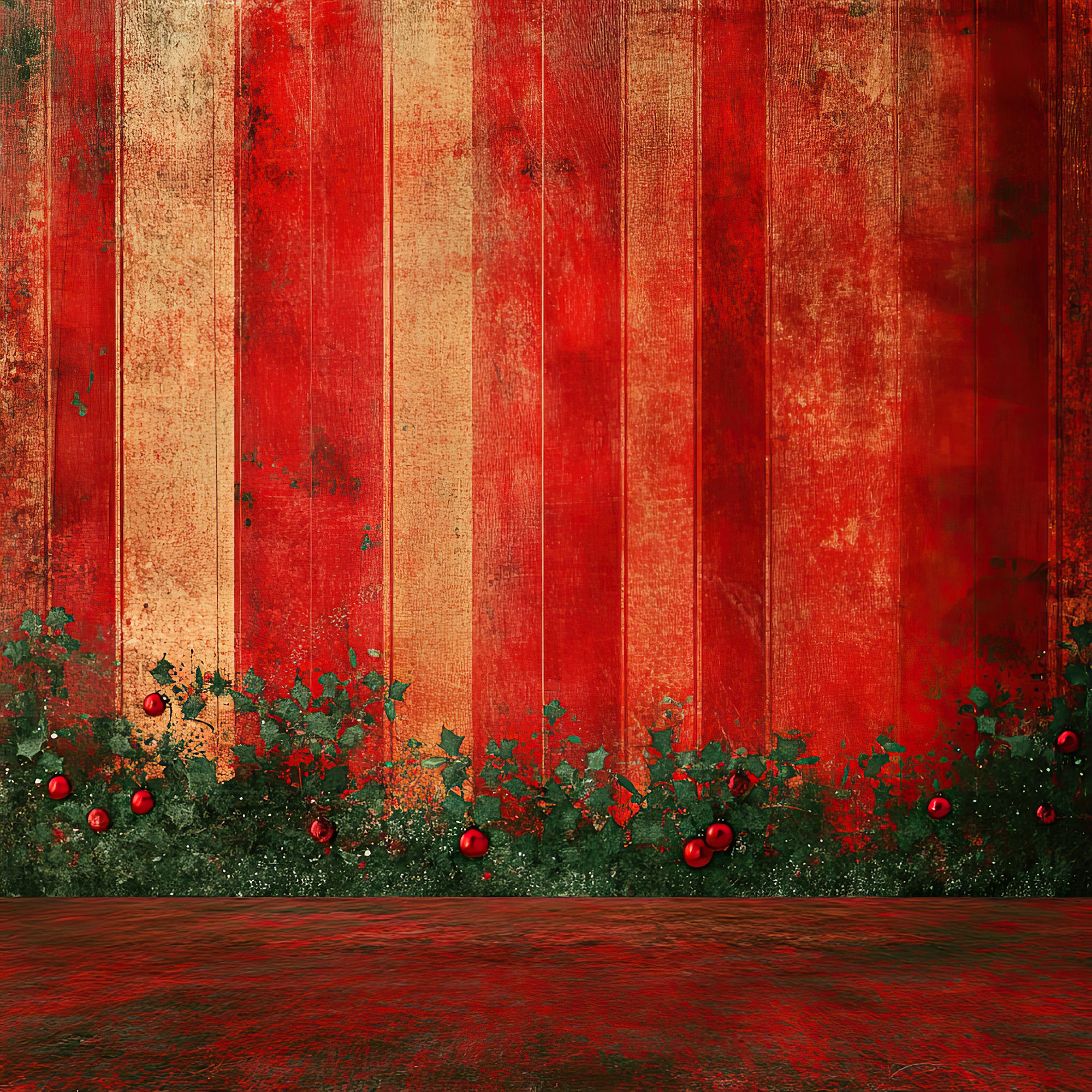 Preview for Vintage-red-striped-background-with-roses-christmas-backdrop-ddcf9