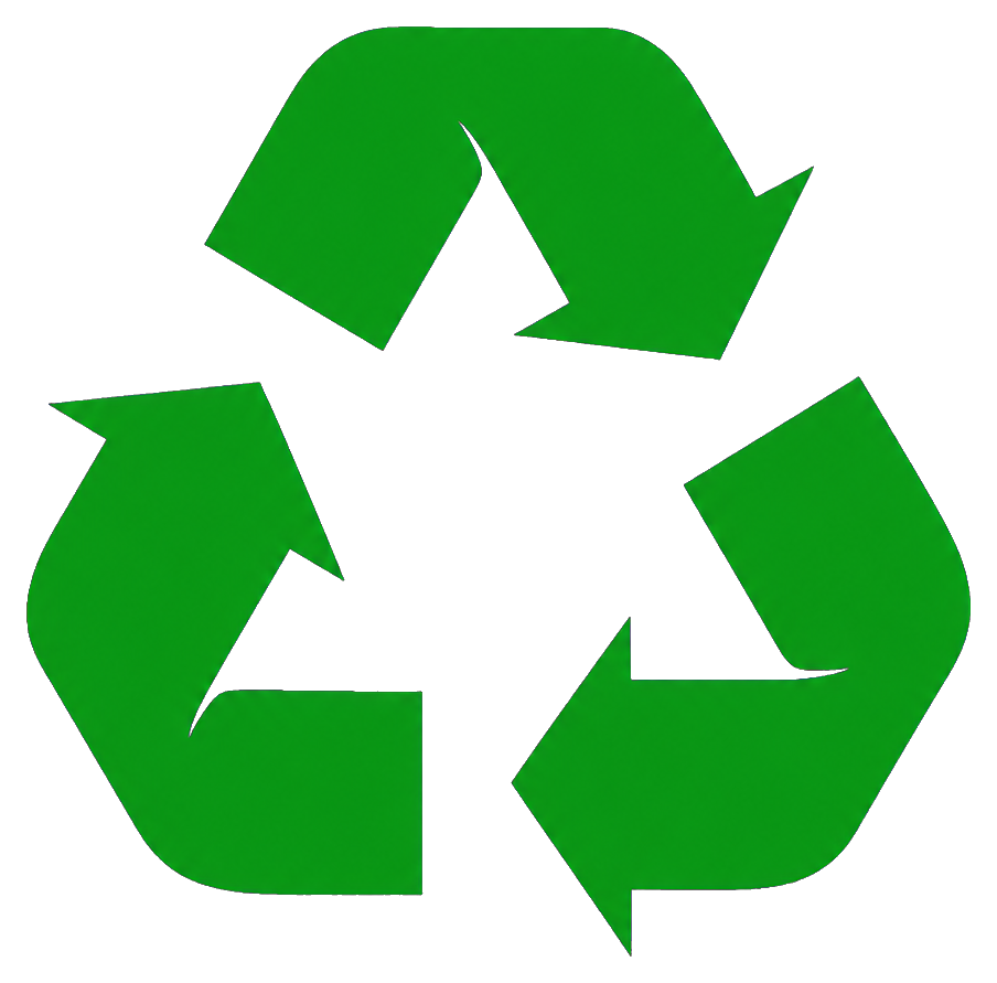 Green recycling symbol made of three arrows forming a triangle