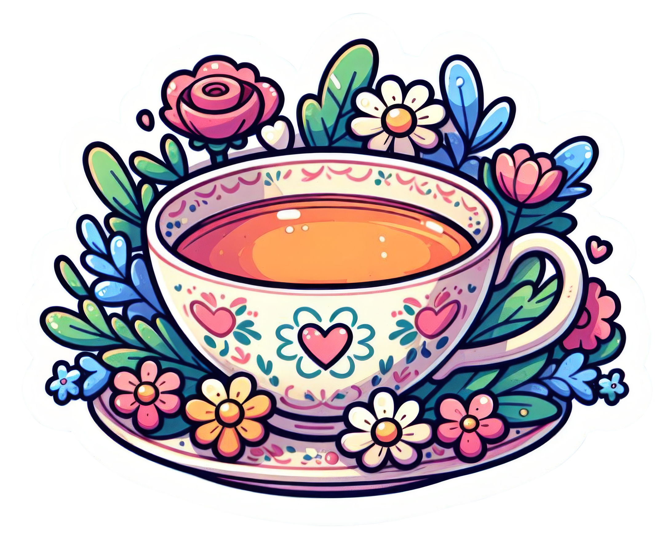 Preview for Floral-tea-cup-illustration-mothers-day-sticker-d3821