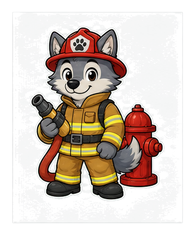 Preview for Firefighter Wolf Sticker