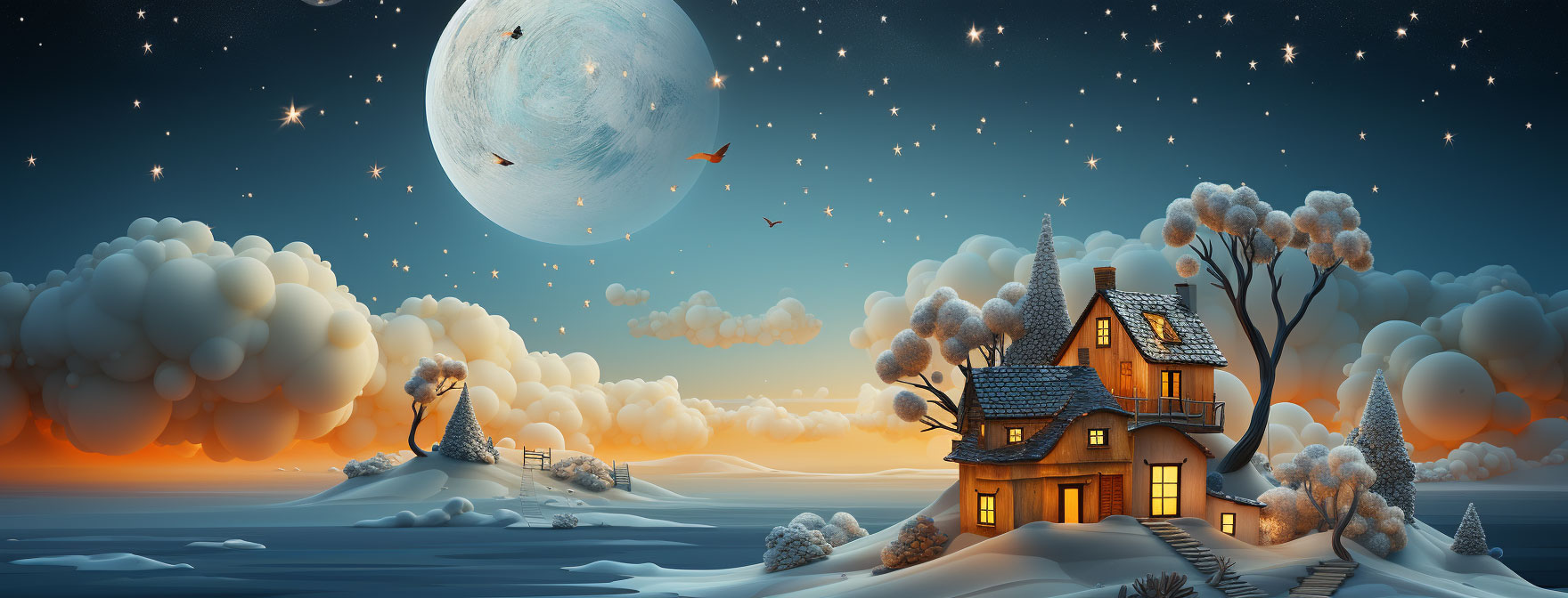 Preview for Cozy-cabin-under-starry-night-sky-christmas-cover-background-a00e5