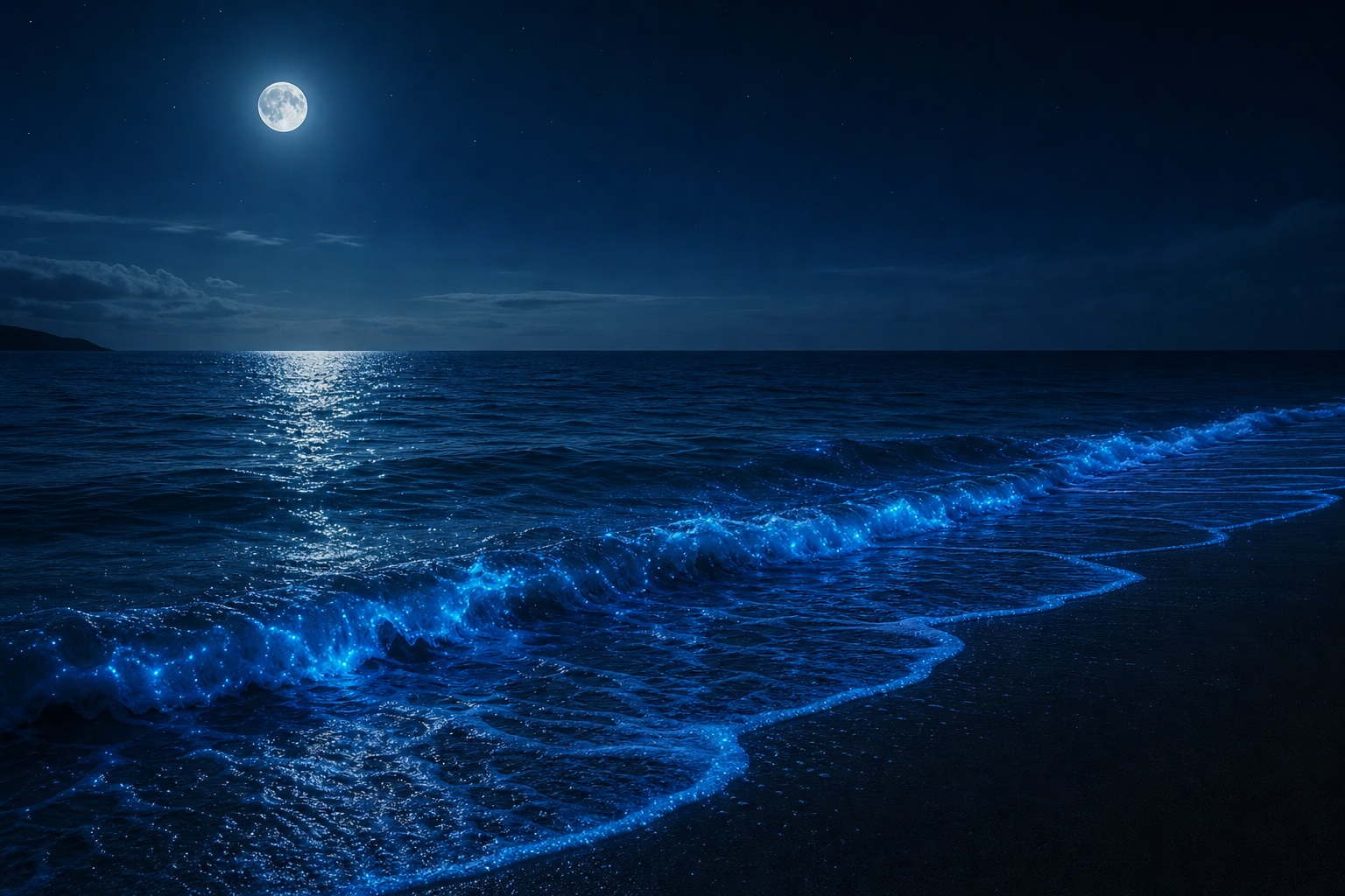 Preview for Bioluminescent Ocean Night Background