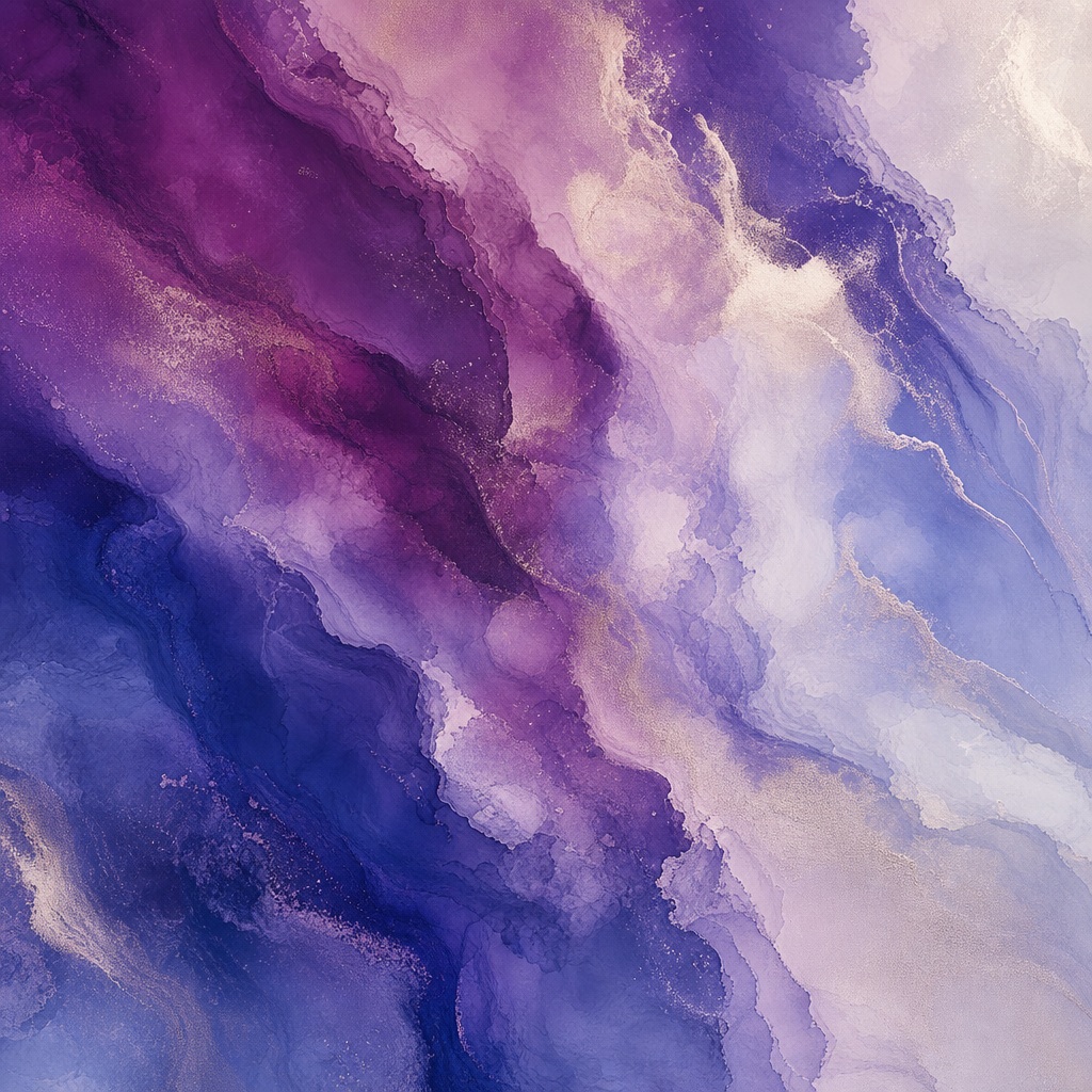 Abstract plum and blue diagonal gradient with soft cloudlike pigment textures