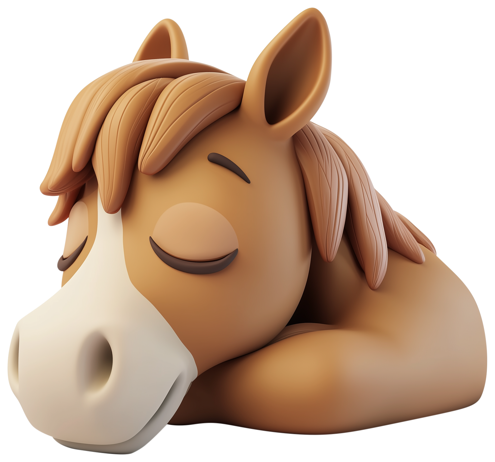 Cute sleeping horse emoji with closed eyes and a rounded cartoon style.