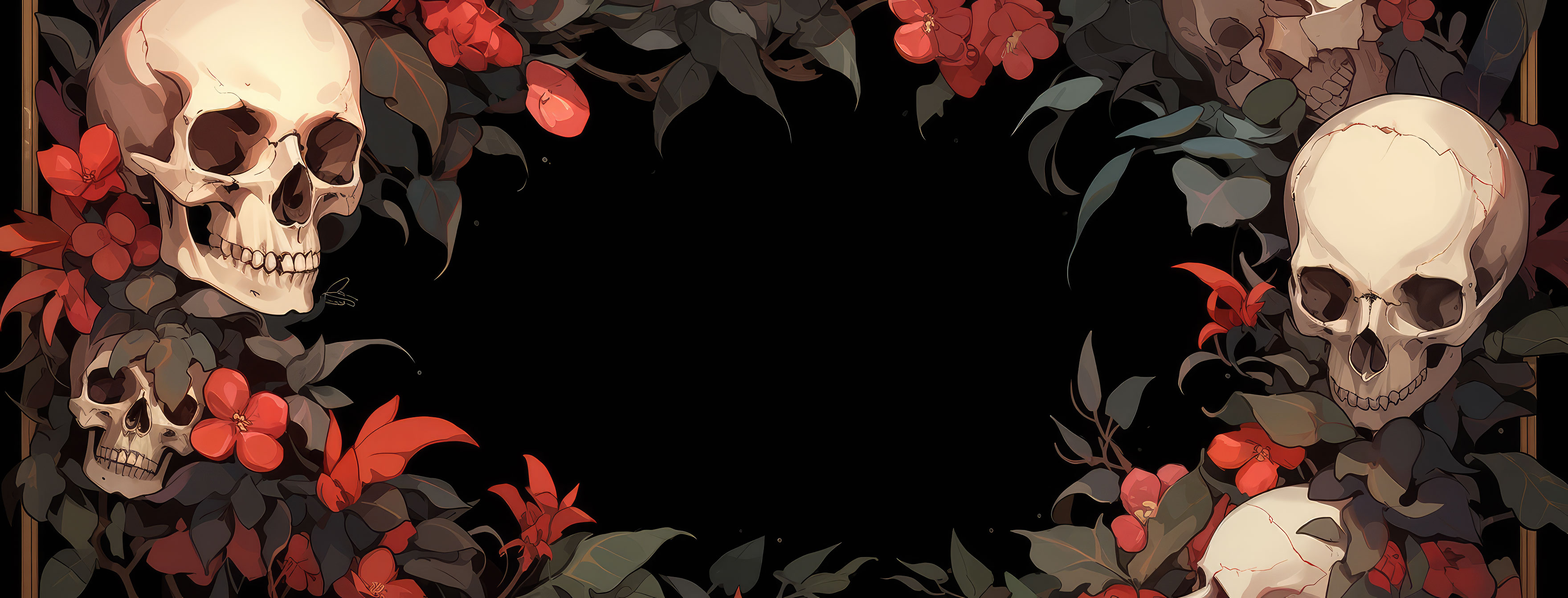 Preview for Skull-floral-border-design-halloween-cover-background-960c2