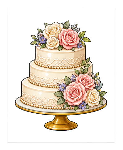 Preview for Flower Wedding Cake Sticker