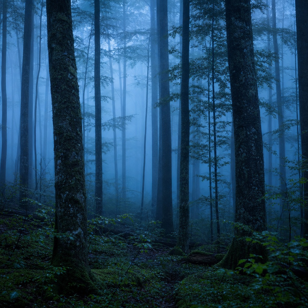 Preview for Blue Hour Misty Forest Background