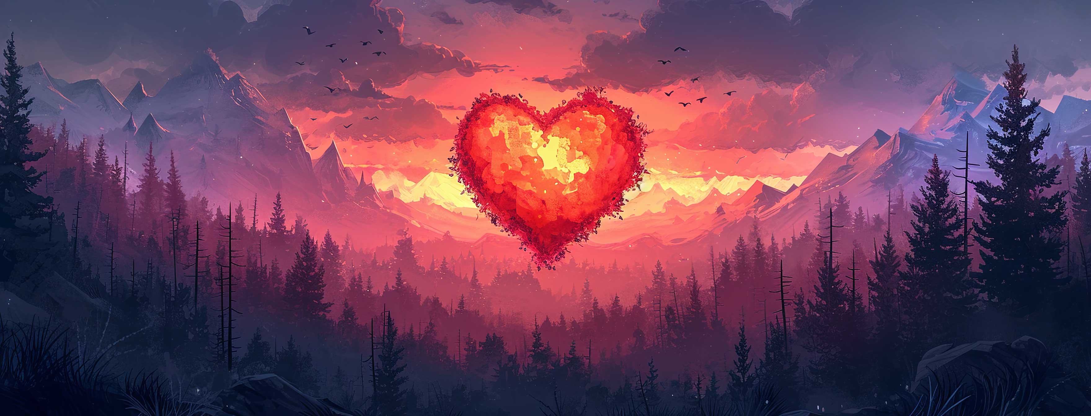 Preview for Heart-shaped-cloud-sunset-heart-cover-background-d3826
