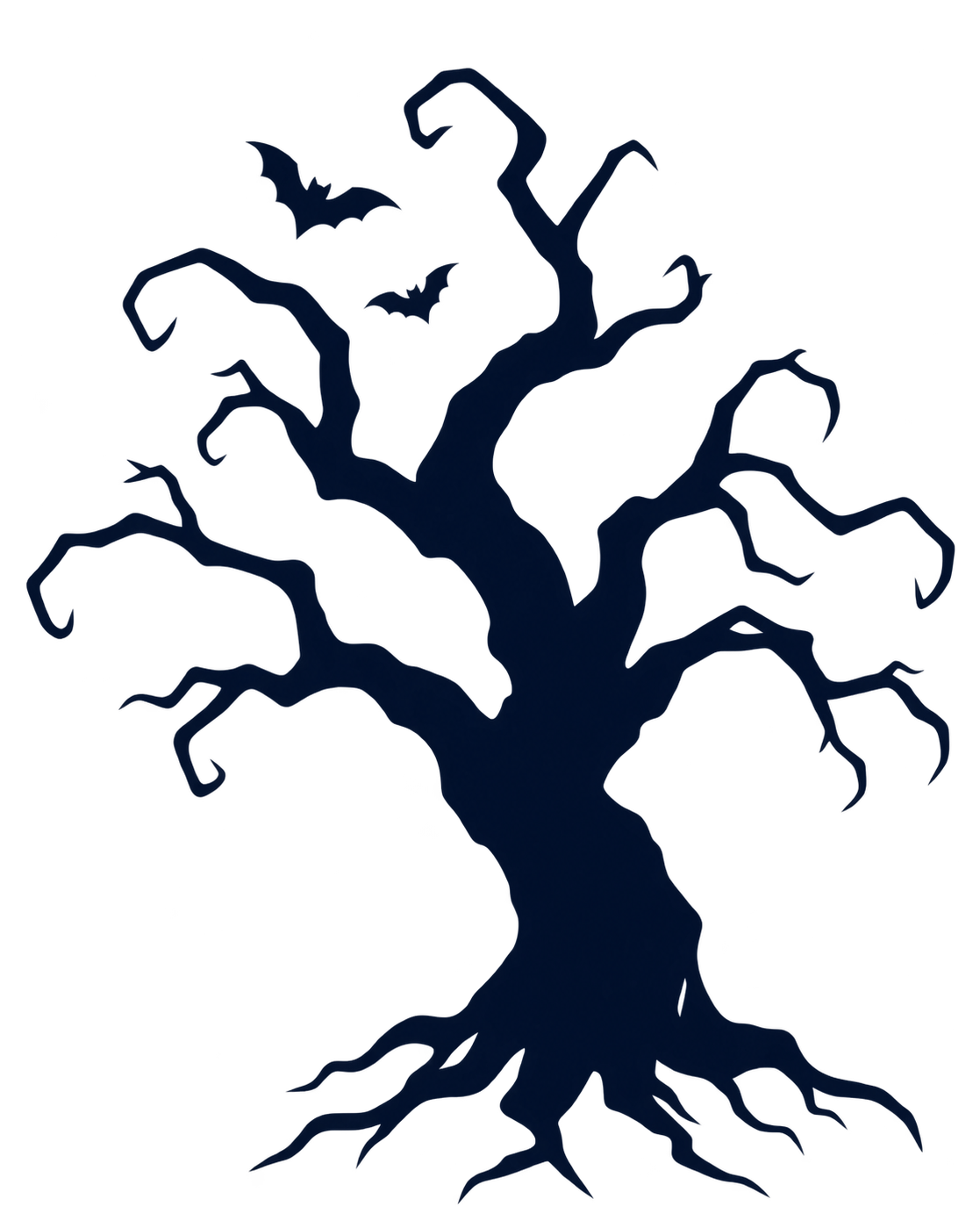 Preview for Twisted Bare Tree With Two Bats In Navy Paper Silhouette