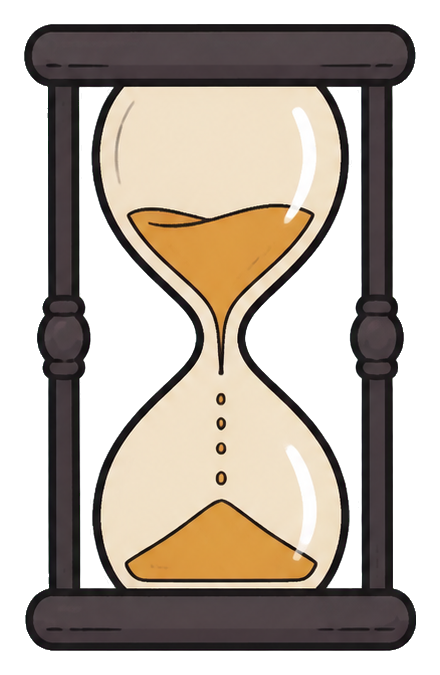 Simple hourglass illustration with sand in a dark frame