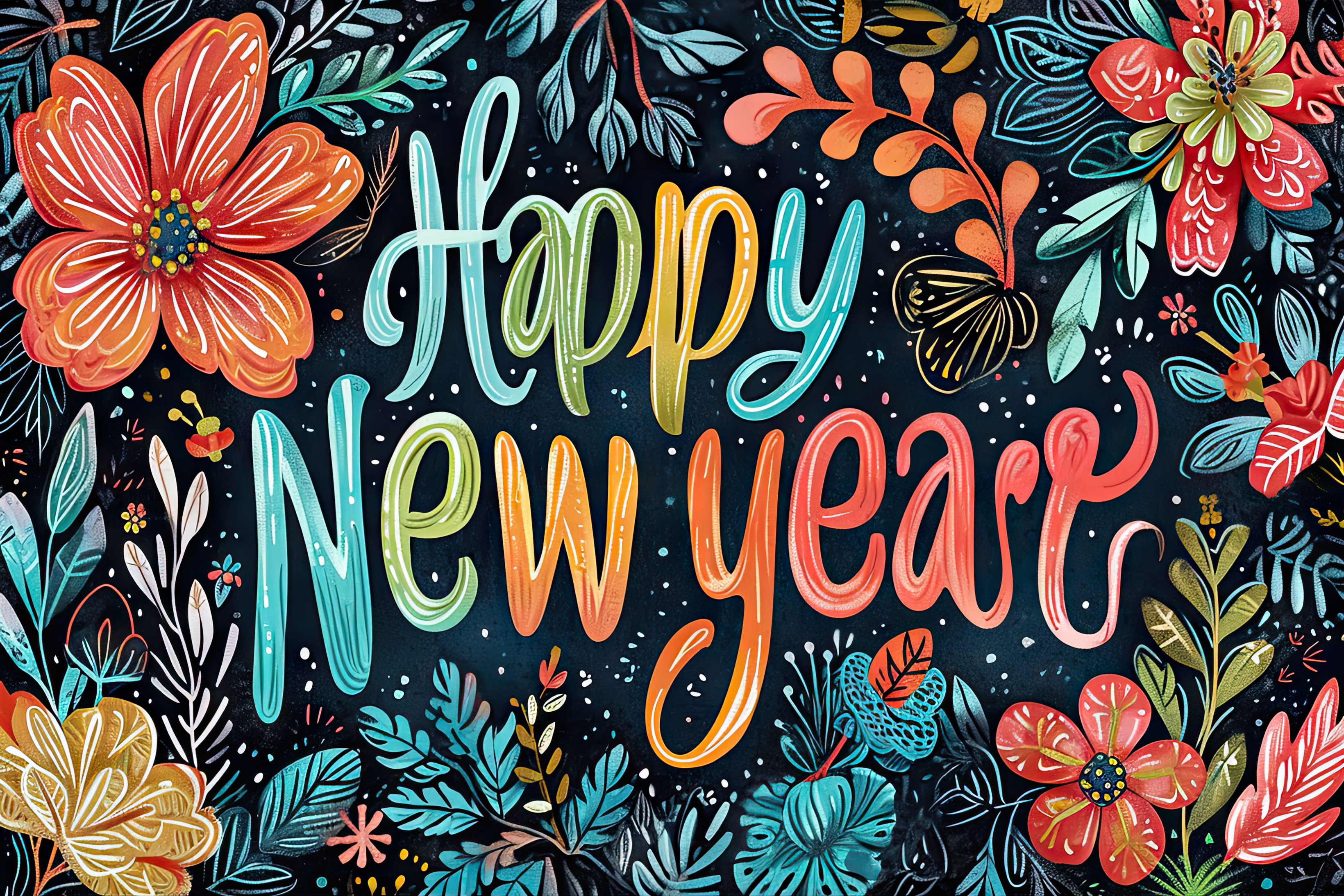 Preview for Happy-new-year-floral-wishes-background-2edb2