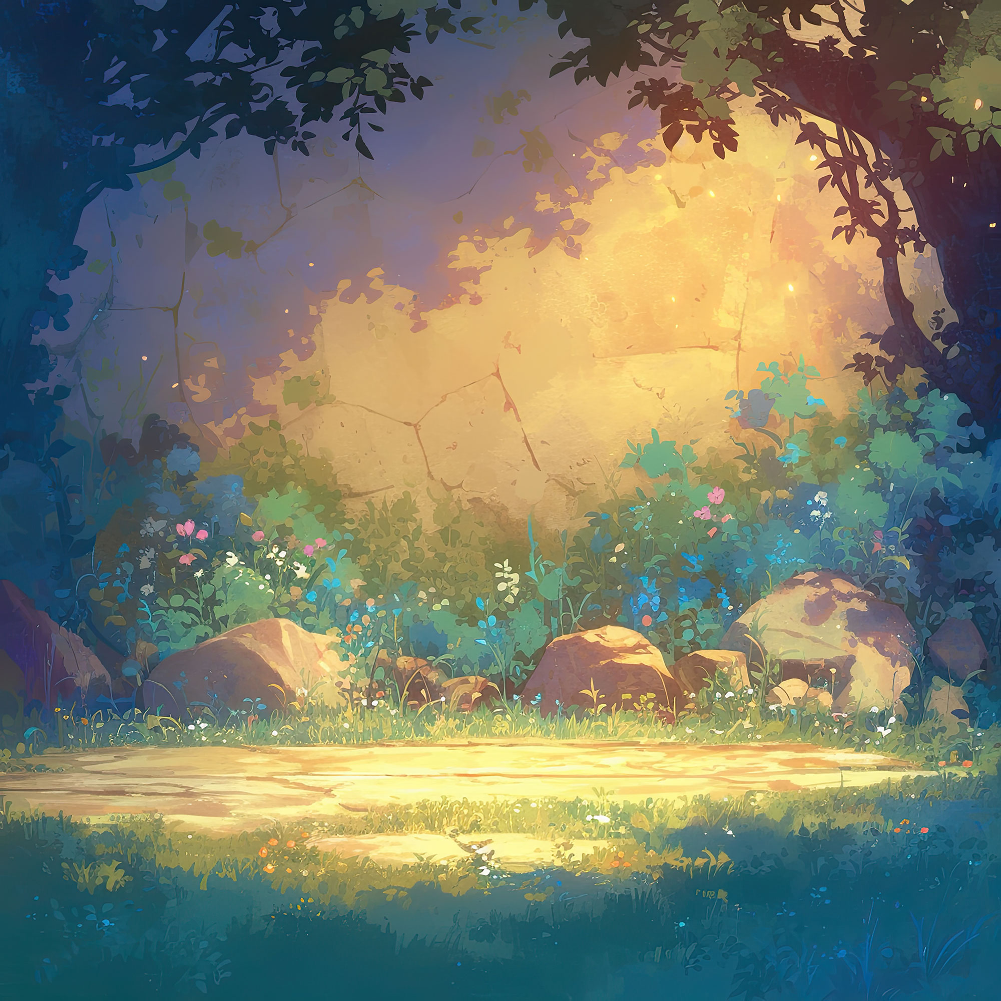 Preview for Serene-forest-clearing-art-simple-backdrop-background-9219b