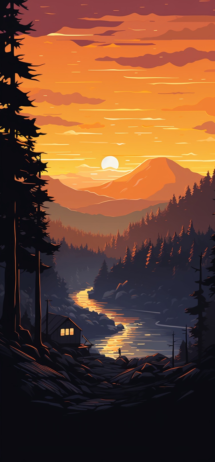 Preview for Camping Forest Sunset Background
