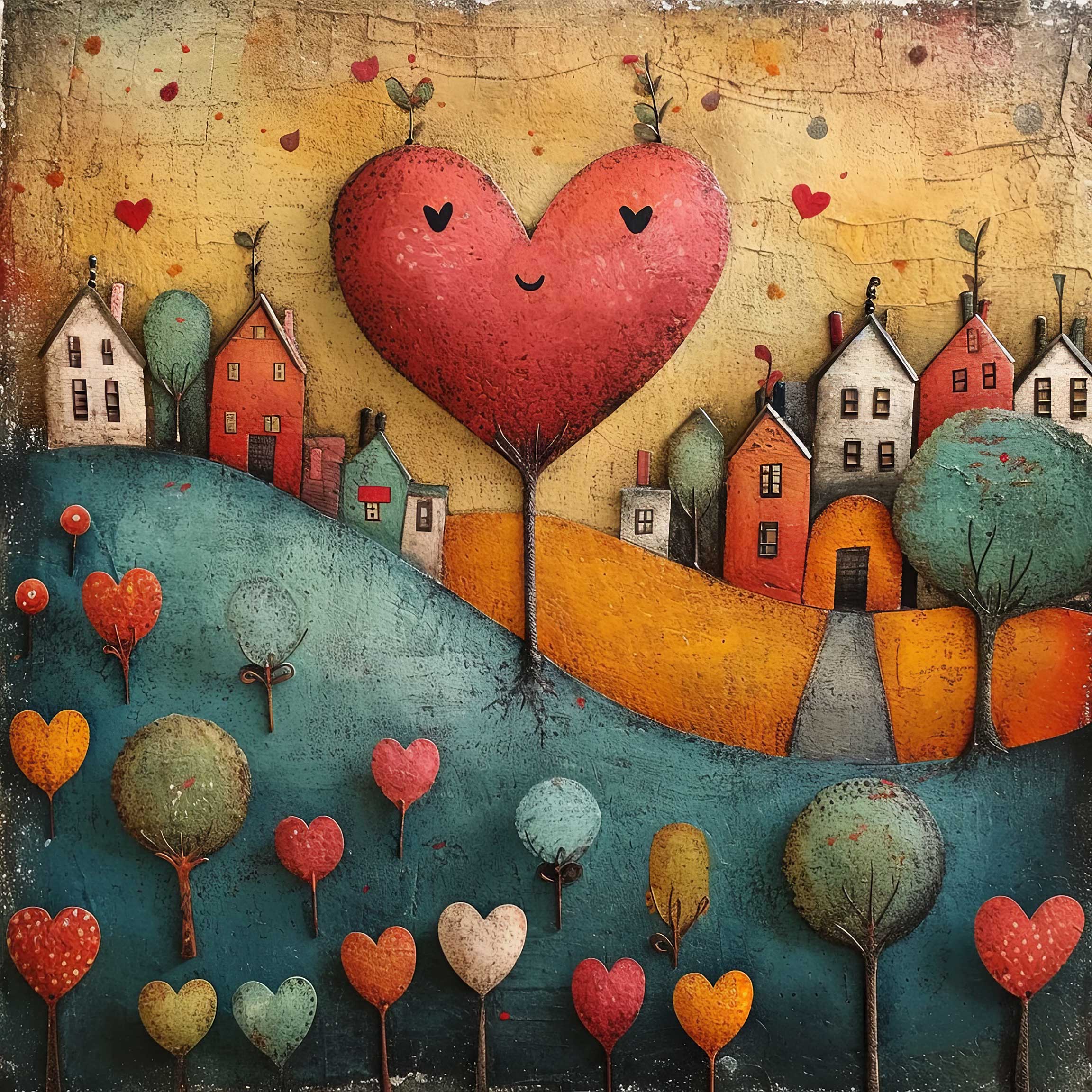 Preview for Whimsical-heart-village-art-love-background-4988e