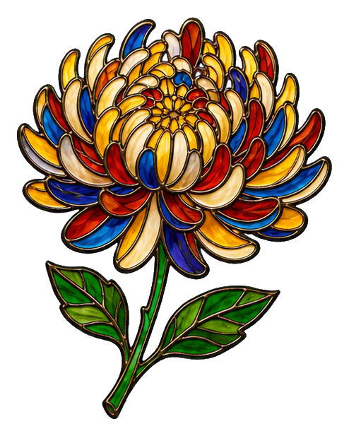 Preview for Stained Glass Chrysanthemum Sprig Sticker
