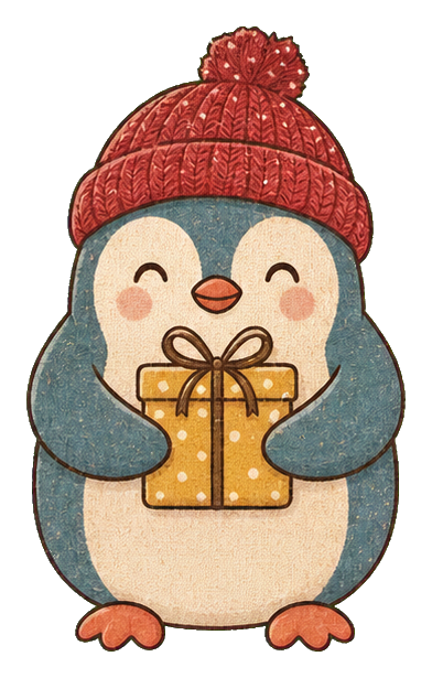Preview for Dusty Blue Christmas Penguin Sticker
