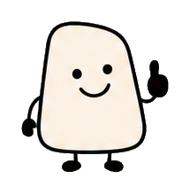 Cream cartoon character smiling with a big thumbs up gesture.