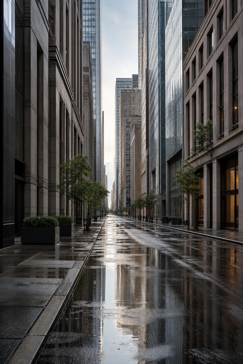 Preview for Rainy Downtown Street Canyon Background