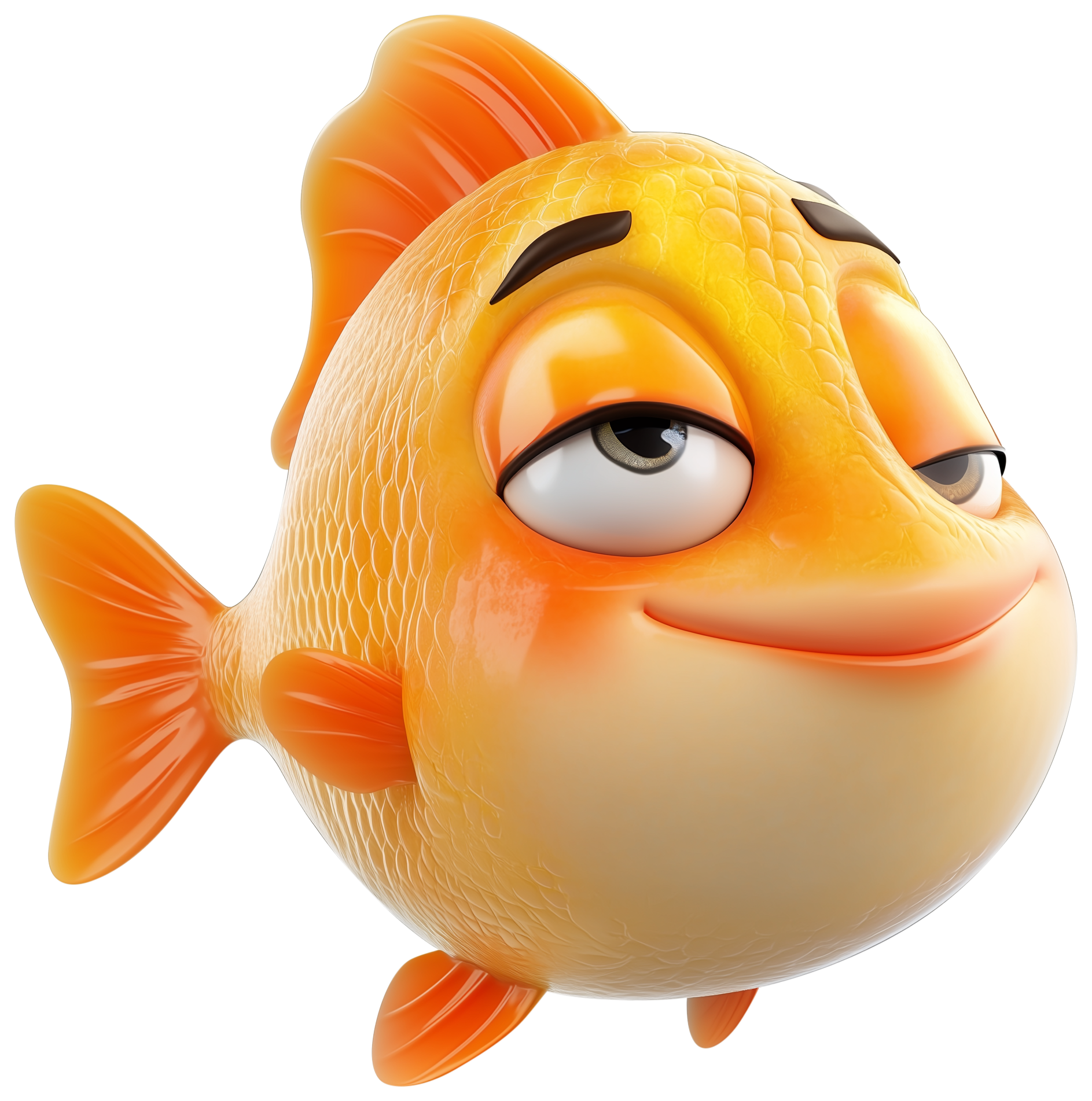 Cute orange goldfish emoji with a smiling face and rounded 3D style