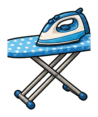 An ironing board with a blue cover and a steam iron on top.