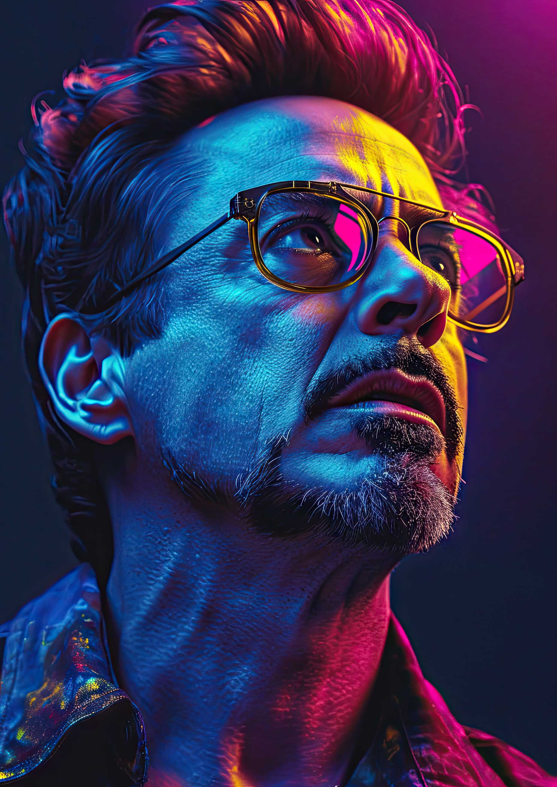 Preview for Tony-stark-neon-portrait-celebrities-background-93195