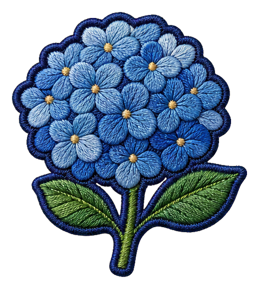 Preview for Blue Hydrangea Embroidered Patch Sticker
