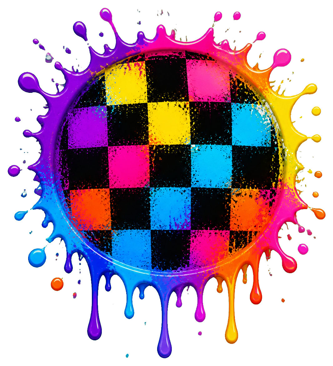 Preview for Checker Splash Circle Sticker