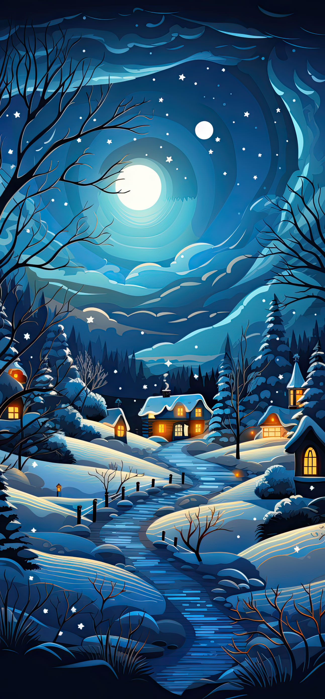 Preview for Winter-night-scene-illustration-christmas-phone-background-31ab5