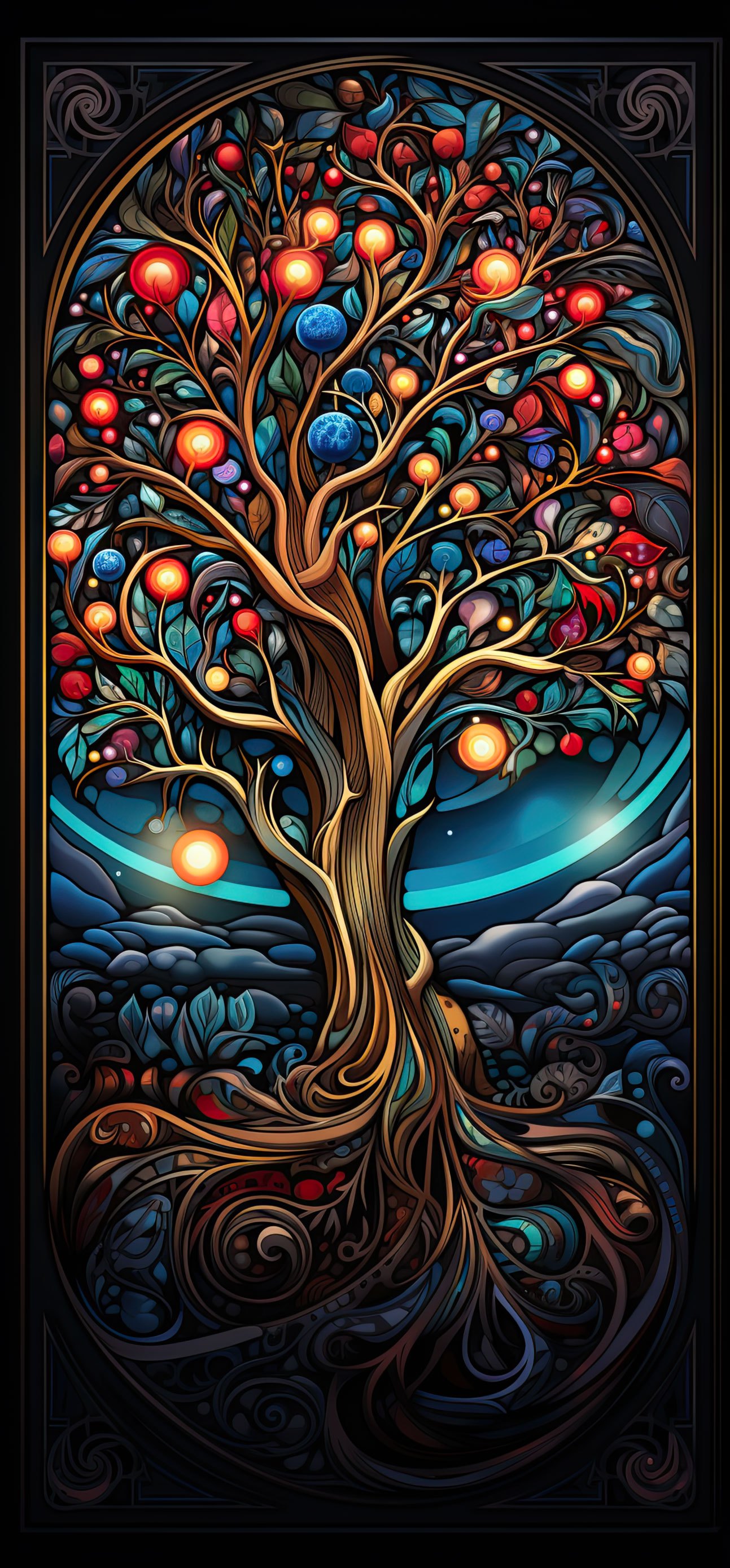 Preview for Stained-glass-tree-of-life-art-christmas-phone-background-362f8