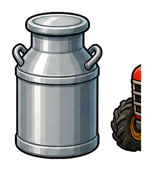 Silver metal milk can with side handles and a rounded lid