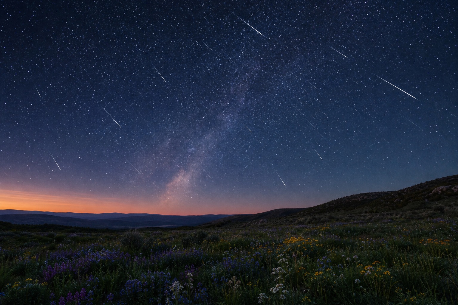 Preview for Meteor Shower Night Sky Stock Background