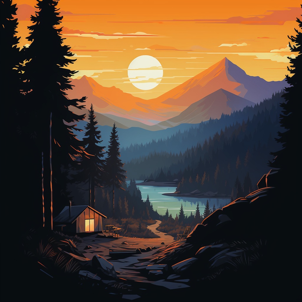 Preview for Camping Sunset Forest Background
