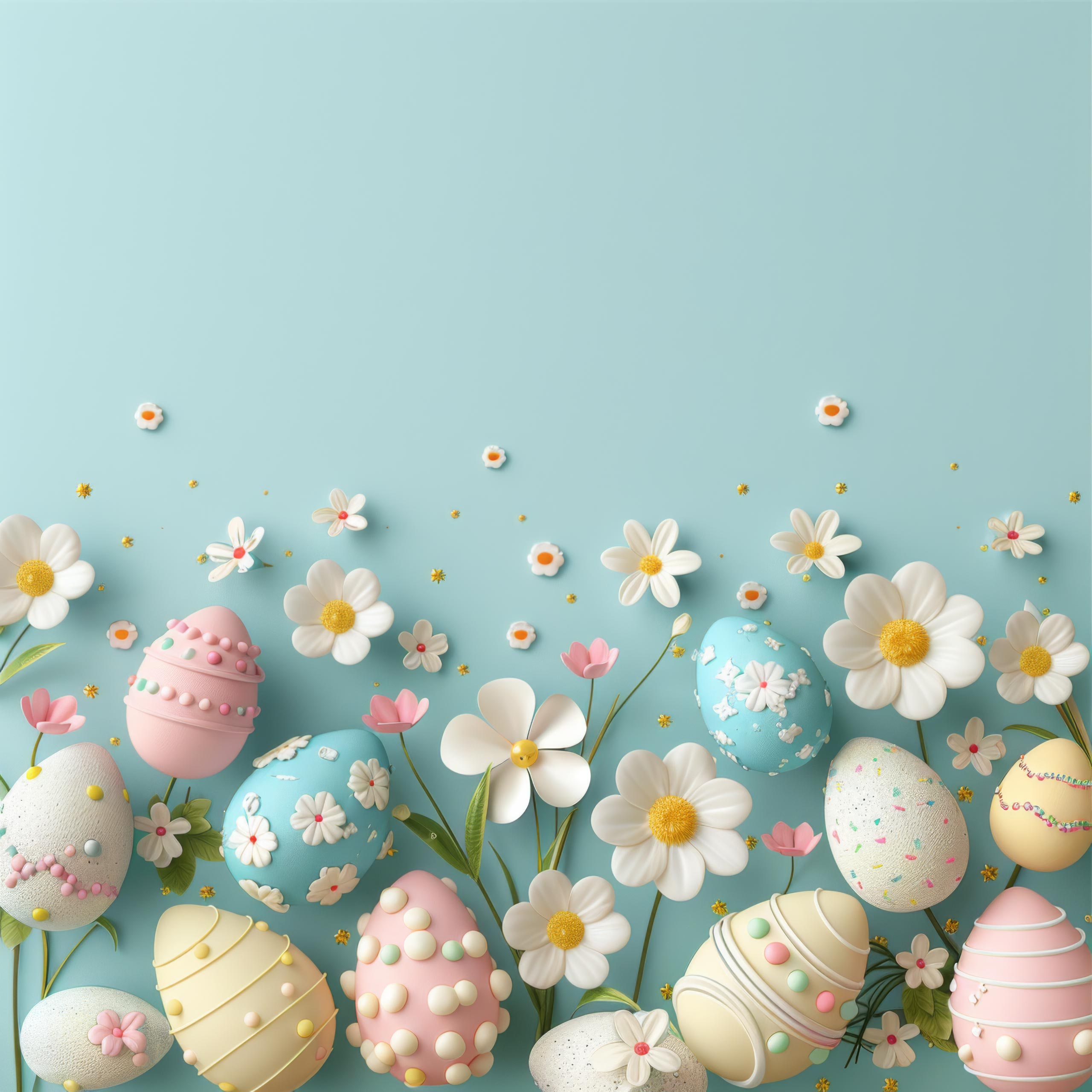 Preview for Easter-eggs-spring-flowers-background-15283