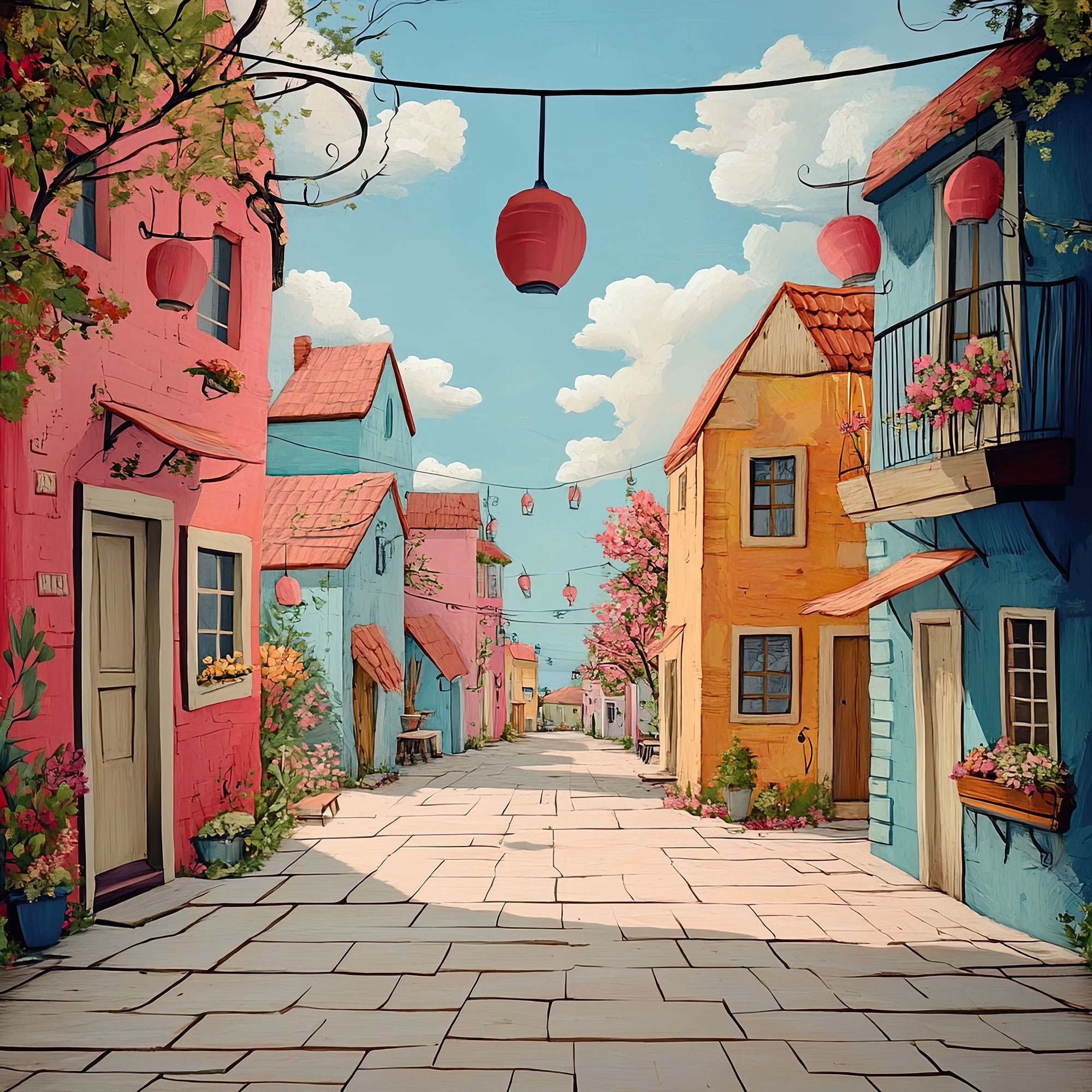Preview for Vibrant-alleyway-scene-simple-backdrop-background-7aca2