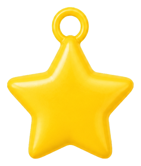 Glossy yellow star charm sticker with a loop at the top