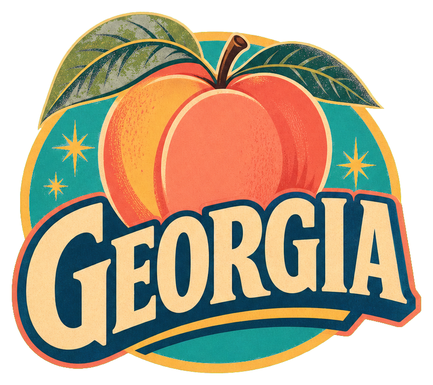 Preview for Georgia Peach Retro Sticker