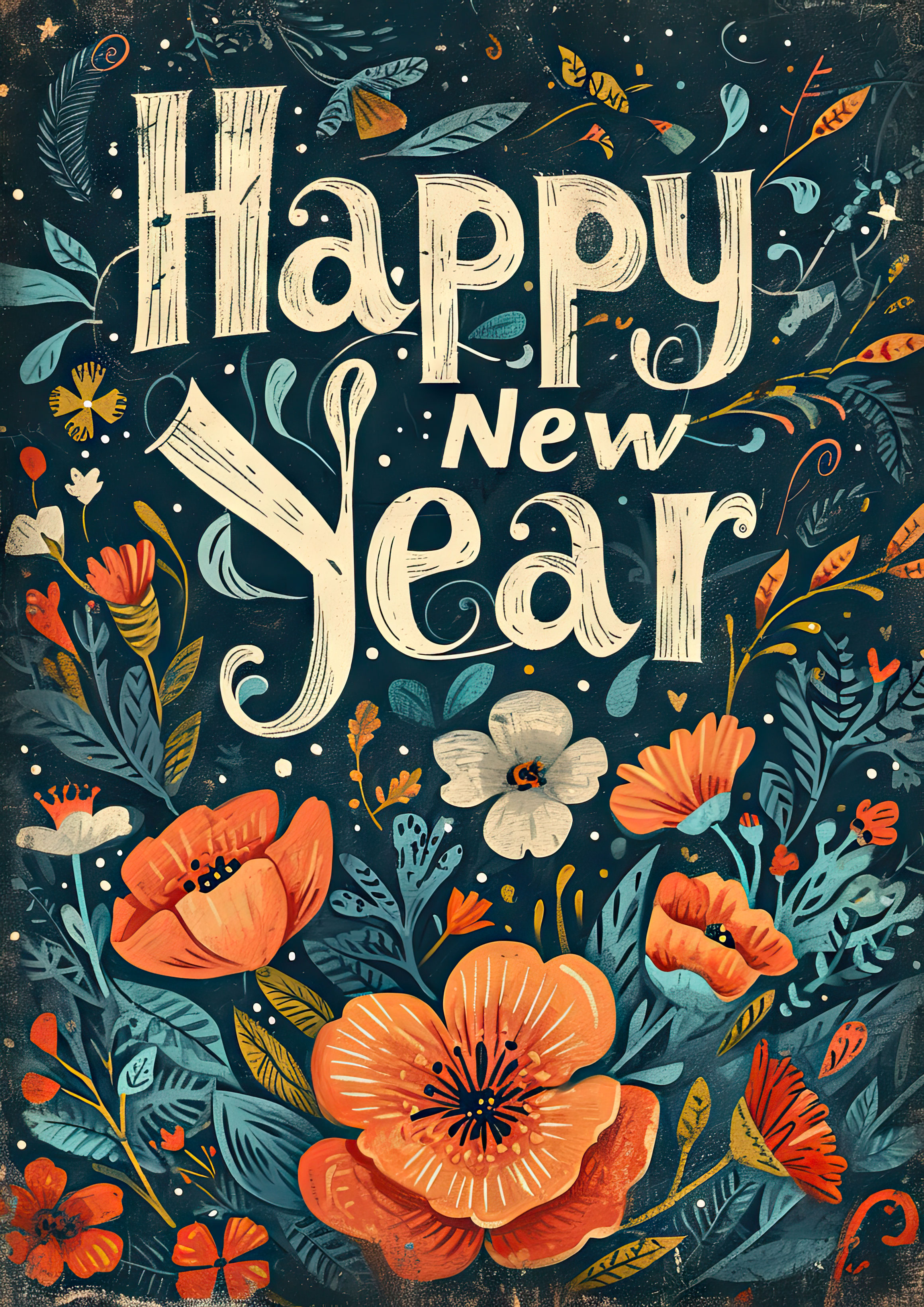 Preview for Happy-new-year-floral-wishes-background-d3364