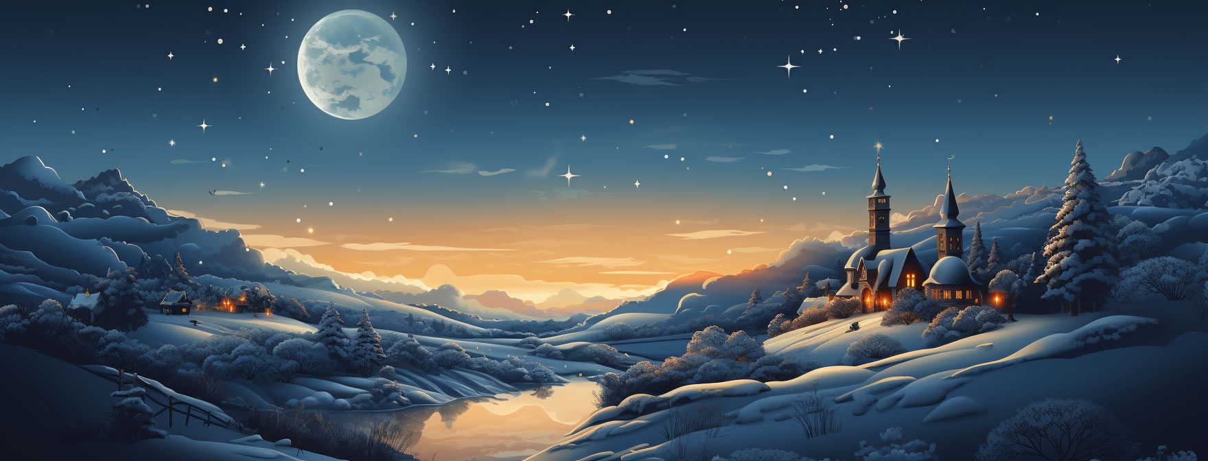 Preview for Winter-night-landscape-art-christmas-cover-background-20942