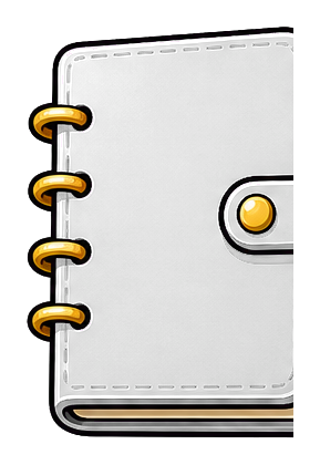 Gray blank planner book with gold rings and a snap button on the cover