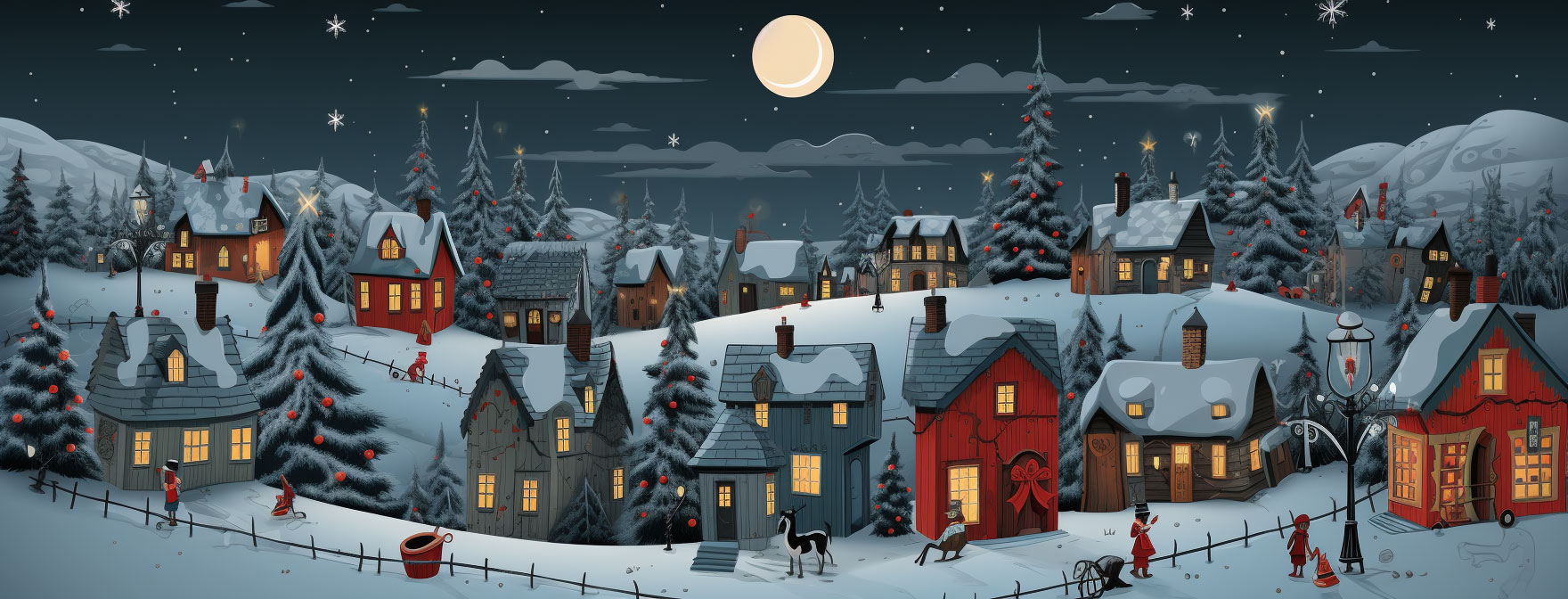 Preview for Winter-village-night-scene-christmas-cover-background-8aff5