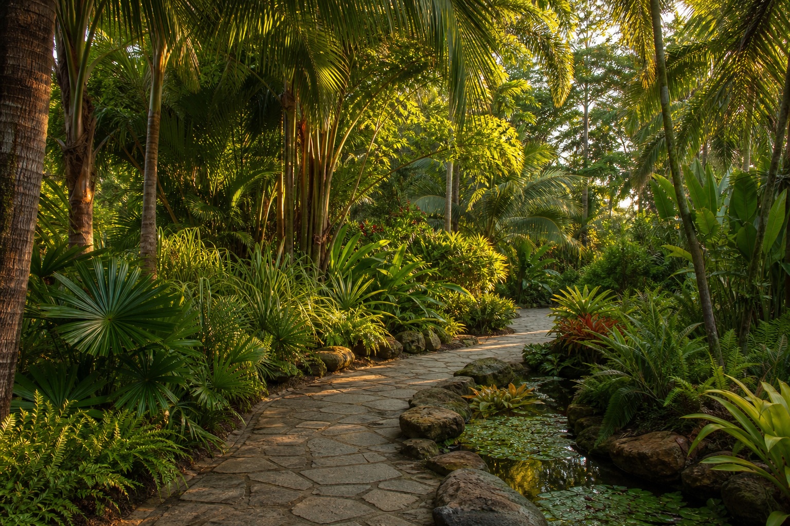 Preview for Late Afternoon Tropical Palm Walk Background