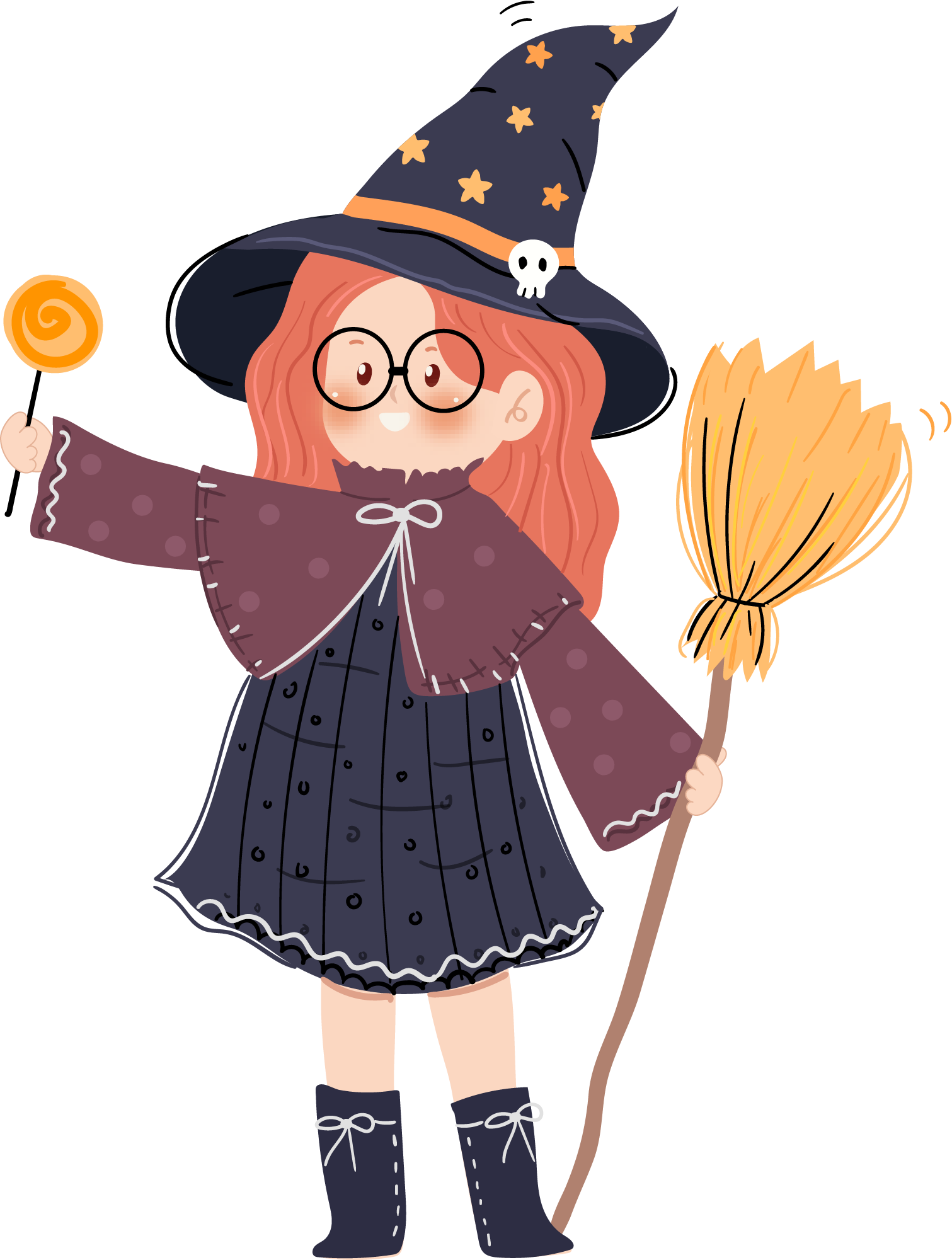 Preview for Little-witch-cartoon-character-halloween-costume-sticker-aabb7