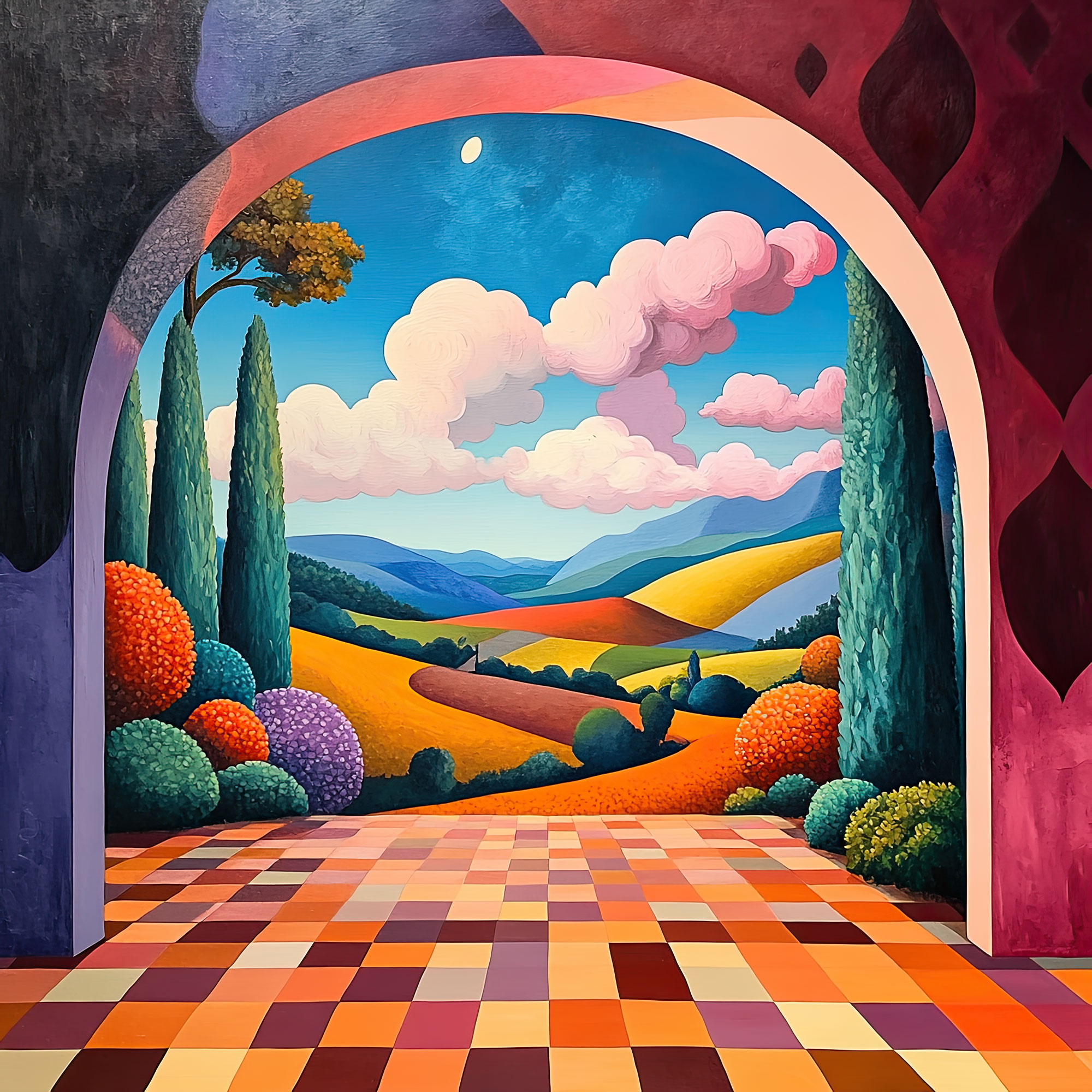 Preview for Vibrant-archway-landscape-whimsical-backdrop-background-9be34