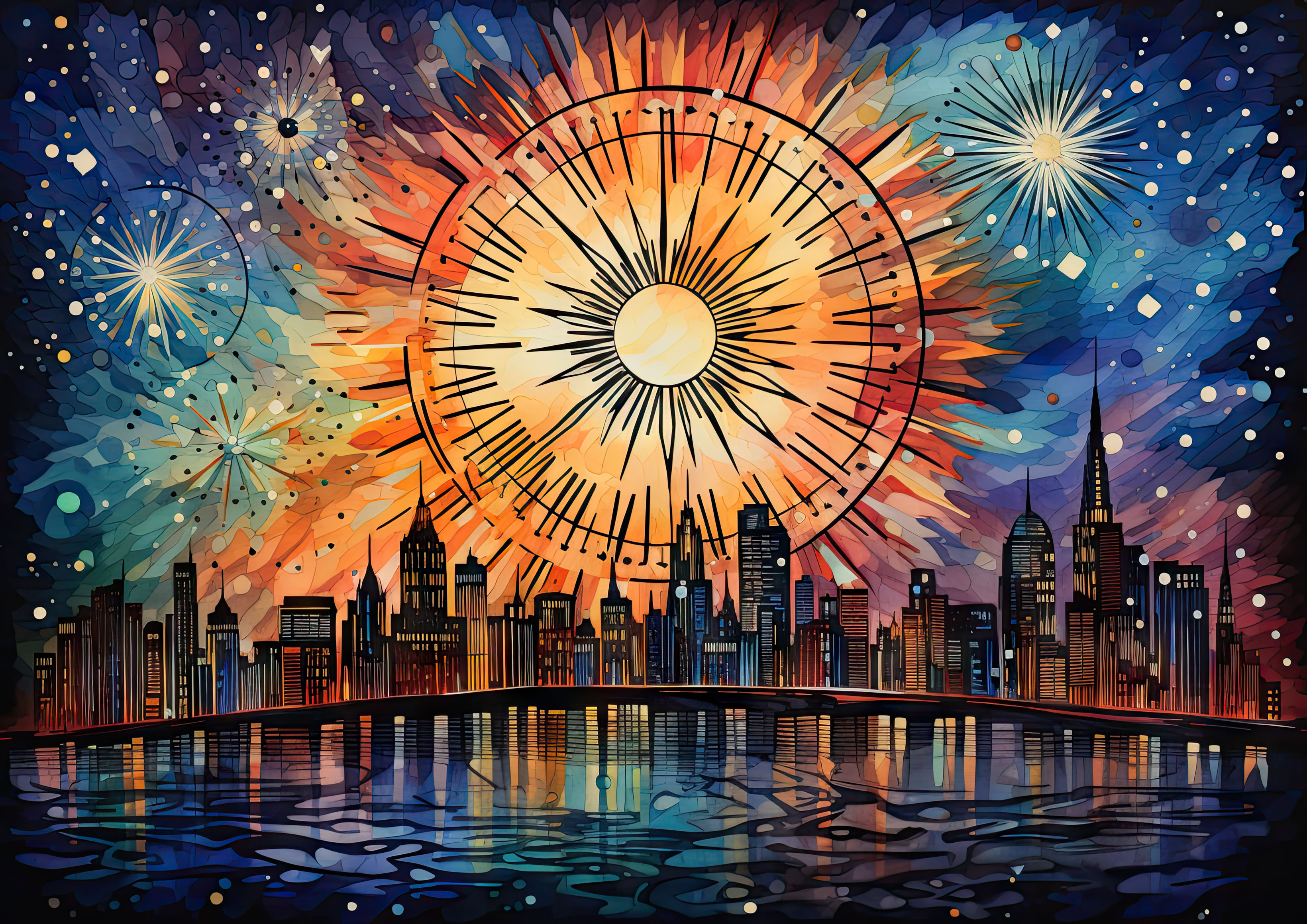 Preview for City-skyline-night-fireworks-new-year-background-215b5