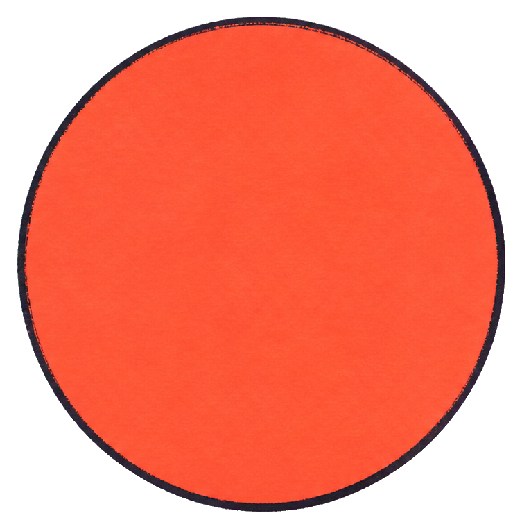 Orange matte circle sticker with a dark outline