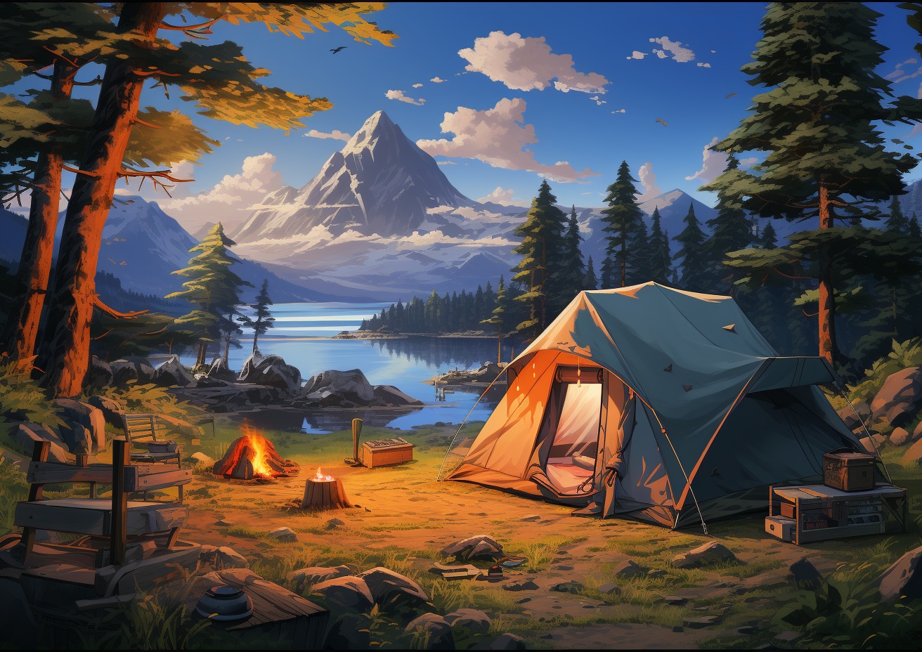 Preview for Camping Mountain Landscape Background